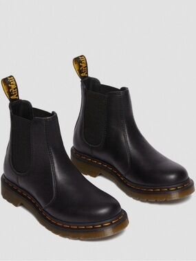 Dr. Martens Black Leather Chelsea Boots with Yellow Pull-Tab